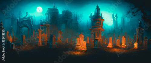 Artistic painting concept of Halloween background  Natural color  digital art style  illustration painting. Creative Design  Tender and dreamy design.3d illustration.