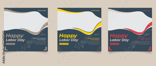 Happy labor day social media design template
