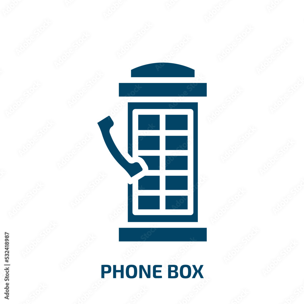 phone box icon from technology collection. Filled phone box, phone, box glyph icons isolated on white background. Black vector phone box sign, symbol for web design and mobile apps phone box icon from technology collection. Filled phone box, phone, box glyph icons isolated on white background. Black vector phone box sign, symbol for web design and mobile apps