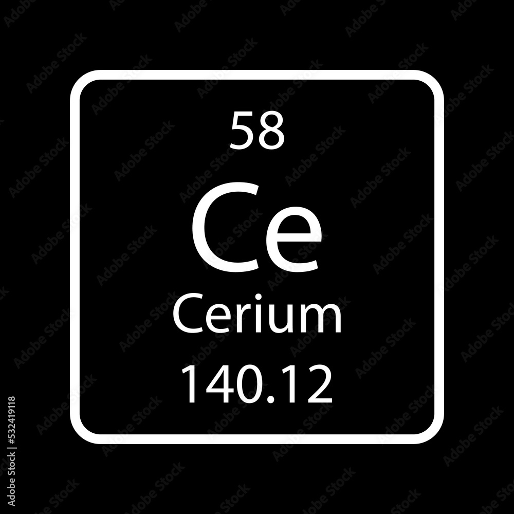 Cerium symbol. Chemical element of the periodic table. Vector illustration. Cerium symbol. Chemical element of the periodic table. Vector illustration.