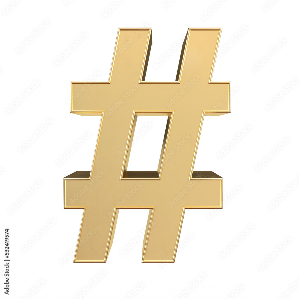 Obraz premium Gold 3d hashtag