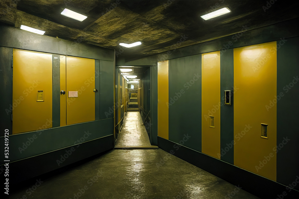 Gold depository at Fort Knox. Inside interiors of a highly secret and