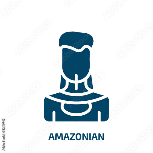 amazonian icon from people collection. Filled amazonian, fauna, bird glyph icons isolated on white background. Black vector amazonian sign, symbol for web design and mobile apps