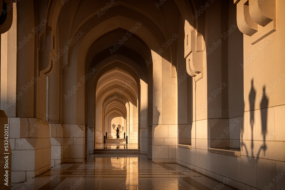 Arches gallery at the sultan's palace in Muscat Oman.