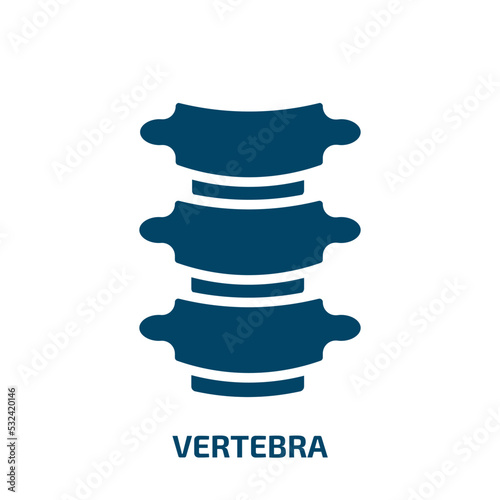 vertebra icon from medical collection. Filled vertebra, body, anatomy glyph icons isolated on white background. Black vector vertebra sign, symbol for web design and mobile apps