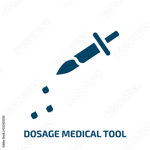 dosage medical tool icon from medical collection. Filled dosage medical tool, dosage, health glyph icons isolated on white background. Black vector dosage medical tool sign, symbol for web design and