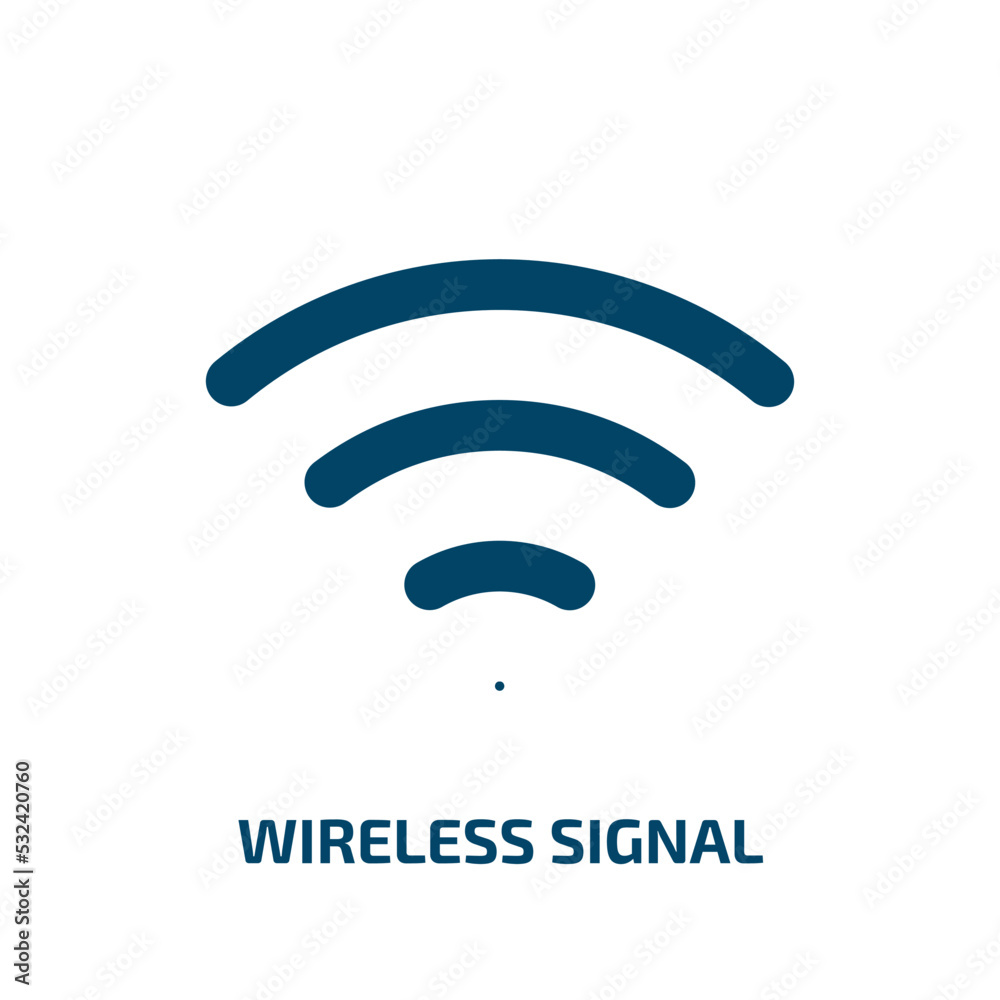wireless signal icon from shapes collection. Filled wireless signal, signal, internet glyph icons isolated on white background. Black vector wireless signal sign, symbol for web design and mobile apps wireless signal icon from shapes collection. Filled wireless signal, signal, internet glyph icons isolated on white background. Black vector wireless signal sign, symbol for web design and mobile apps