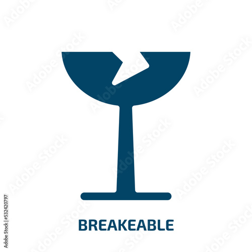 breakeable icon from shapes collection. Filled breakeable, glass, careful glyph icons isolated on white background. Black vector breakeable sign, symbol for web design and mobile apps