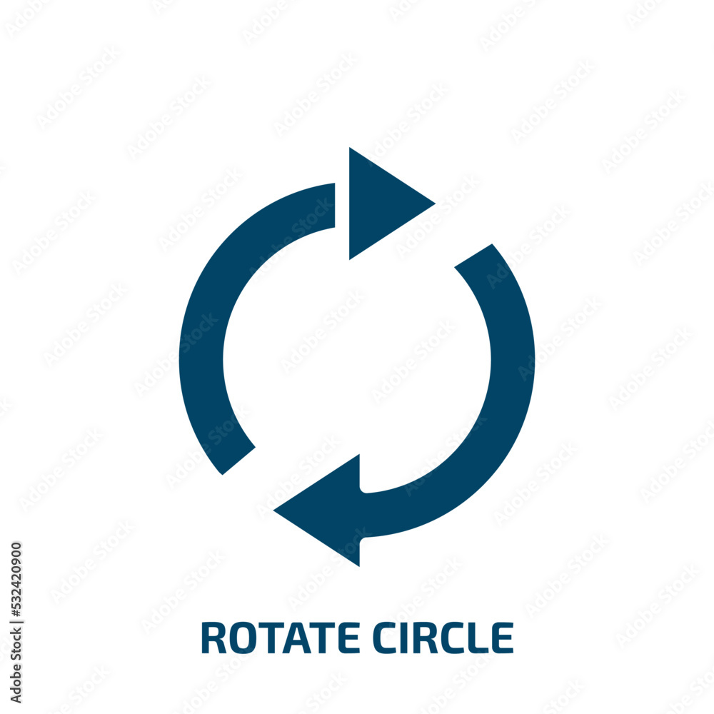 rotate circle icon from shapes collection. Filled rotate circle, circle, rotation glyph icons isolated on white background. Black vector rotate circle sign, symbol for web design and mobile apps rotate circle icon from shapes collection. Filled rotate circle, circle, rotation glyph icons isolated on white background. Black vector rotate circle sign, symbol for web design and mobile apps