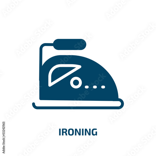 ironing icon from signs collection. Filled ironing, machine, iron glyph icons isolated on white background. Black vector ironing sign, symbol for web design and mobile apps