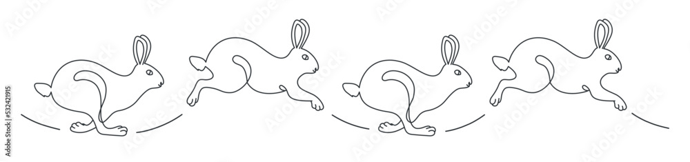 Running, jumping rabbit. Simple rabbit ornament. Running, jumping rabbit. Simple rabbit ornament.