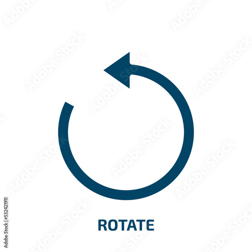 rotate icon from geometry collection. Filled rotate, arrow, technology glyph icons isolated on white background. Black vector rotate sign, symbol for web design and mobile apps