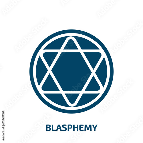 blasphemy icon from religion collection. Filled blasphemy, magic, occult glyph icons isolated on white background. Black vector blasphemy sign, symbol for web design and mobile apps