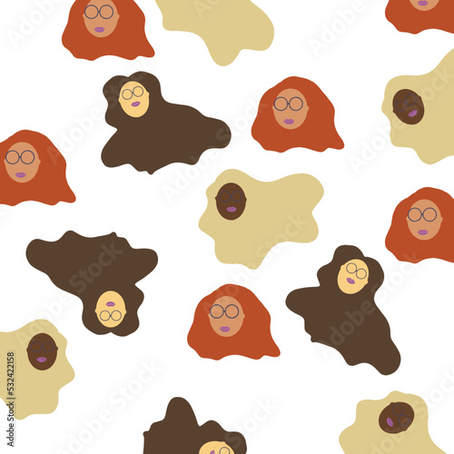 female head and hair pattern of a girl with glasses