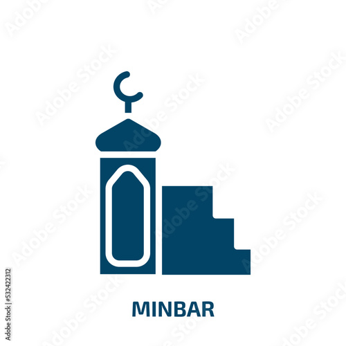 minbar icon from religion collection. Filled minbar, islamic, religious glyph icons isolated on white background. Black vector minbar sign, symbol for web design and mobile apps photo