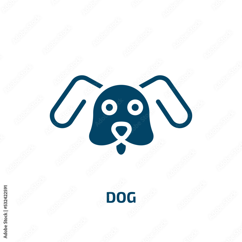 Fototapeta premium dog icon from furniture & household collection. Filled dog, food, pet glyph icons isolated on white background. Black vector dog sign, symbol for web design and mobile apps