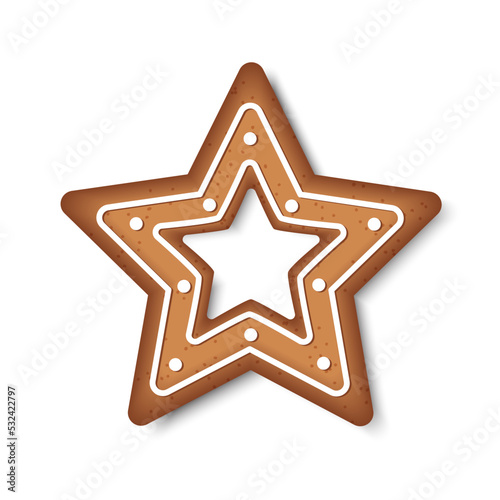 Gingerbread in the form of a star on a white background. 