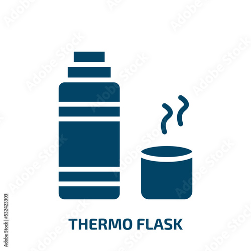 thermo flask icon from food collection. Filled thermo flask, bottle, water glyph icons isolated on white background. Black vector thermo flask sign, symbol for web design and mobile apps