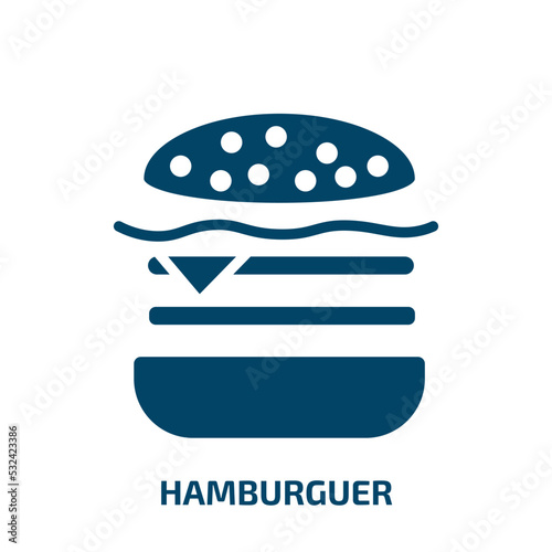 hamburguer icon from food collection. Filled hamburguer, restaurant, meal glyph icons isolated on white background. Black vector hamburguer sign, symbol for web design and mobile apps