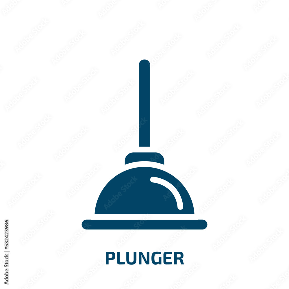 plunger icon from cleaning collection. Filled plunger, toilet, bath glyph icons isolated on white background. Black vector plunger sign, symbol for web design and mobile apps plunger icon from cleaning collection. Filled plunger, toilet, bath glyph icons isolated on white background. Black vector plunger sign, symbol for web design and mobile apps