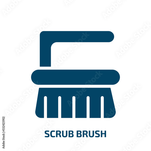 scrub brush icon from cleaning collection. Filled scrub brush, housework, brush glyph icons isolated on white background. Black vector scrub brush sign, symbol for web design and mobile apps