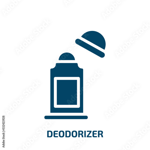 deodorizer icon from cleaning collection. Filled deodorizer, deodorant, perfume glyph icons isolated on white background. Black vector deodorizer sign, symbol for web design and mobile apps