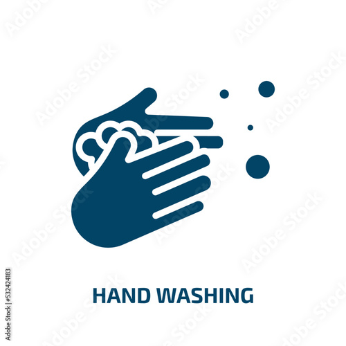 hand washing icon from cleaning collection. Filled hand washing, hygiene, clean glyph icons isolated on white background. Black vector hand washing sign, symbol for web design and mobile apps