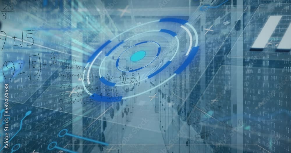 Animation of data processing over server room