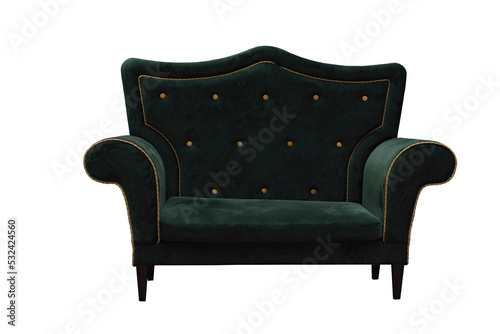 dark green sofa isolated on white