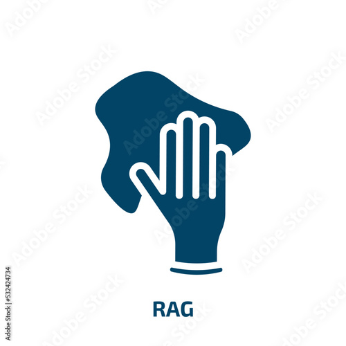 rag icon from fashion collection. Filled rag, cleaner, hand glyph icons isolated on white background. Black vector rag sign, symbol for web design and mobile apps