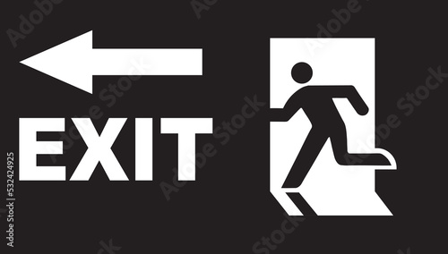 Emergency exit and evacuation signs.