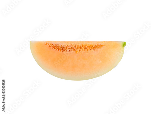 slice canary melon isolated on white background