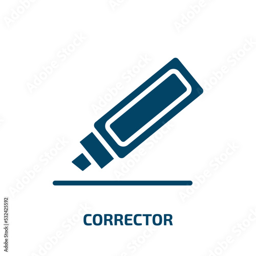 corrector icon from education collection. Filled corrector, template, pain glyph icons isolated on white background. Black vector corrector sign, symbol for web design and mobile apps photo