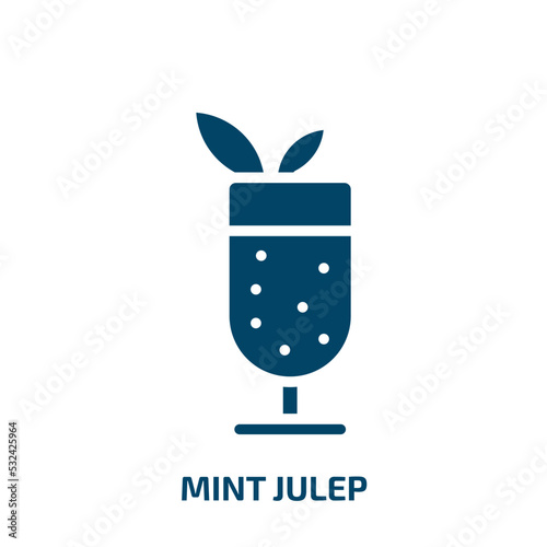 mint julep icon from drinks collection. Filled mint julep, drink, bar glyph icons isolated on white background. Black vector mint julep sign, symbol for web design and mobile apps