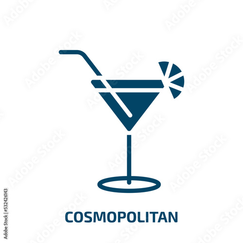 cosmopolitan icon from drinks collection. Filled cosmopolitan, bar, alcohol glyph icons isolated on white background. Black vector cosmopolitan sign, symbol for web design and mobile apps