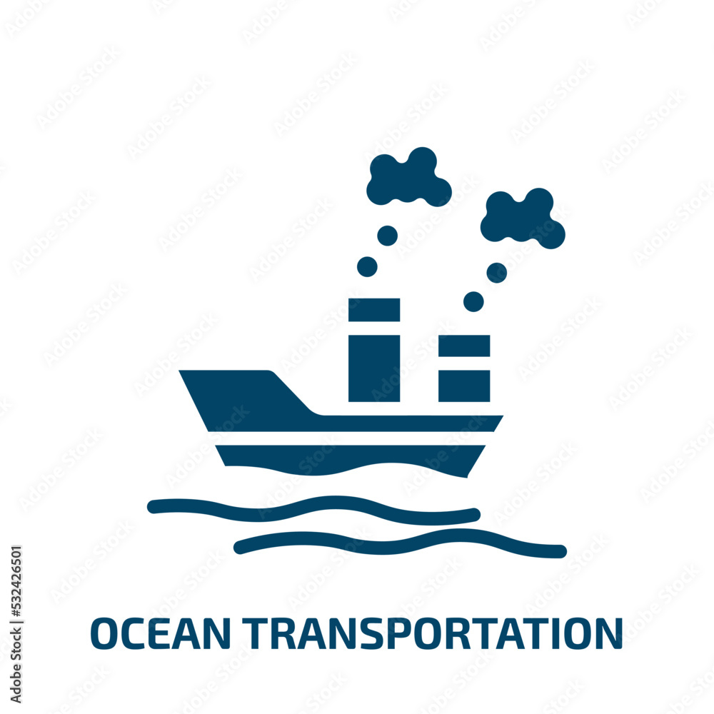 Obraz premium ocean transportation icon from delivery and logistic collection. Filled ocean transportation, ocean, transport glyph icons isolated on white background. Black vector ocean transportation sign, symbol