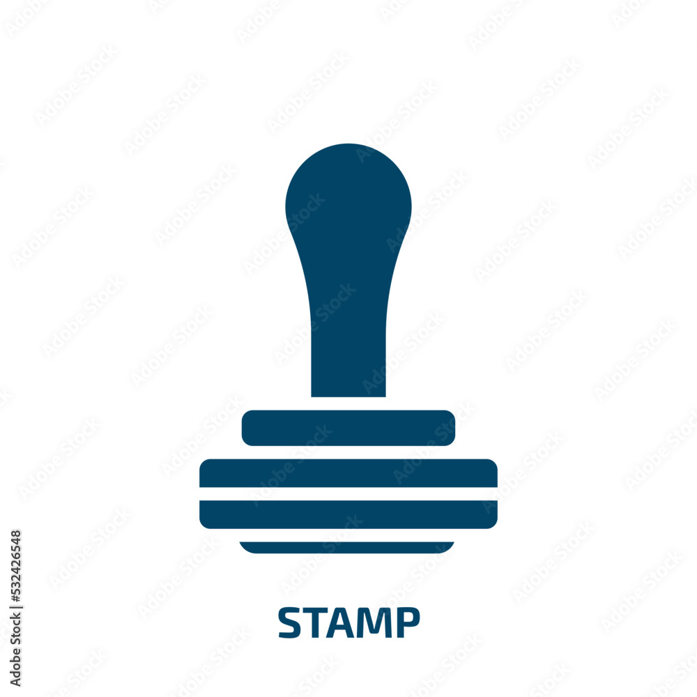 stamp icon from delivery and logistic collection. Filled stamp, product, sticker glyph icons isolated on white background. Black vector stamp sign, symbol for web design and mobile apps
