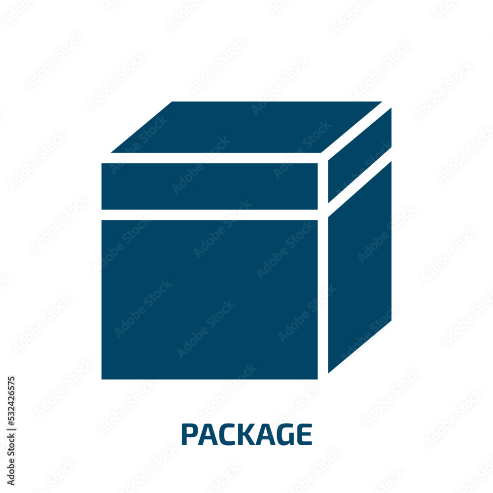 package icon from delivery and logistic collection. Filled package, bag, delivery glyph icons isolated on white background. Black vector package sign, symbol for web design and mobile apps