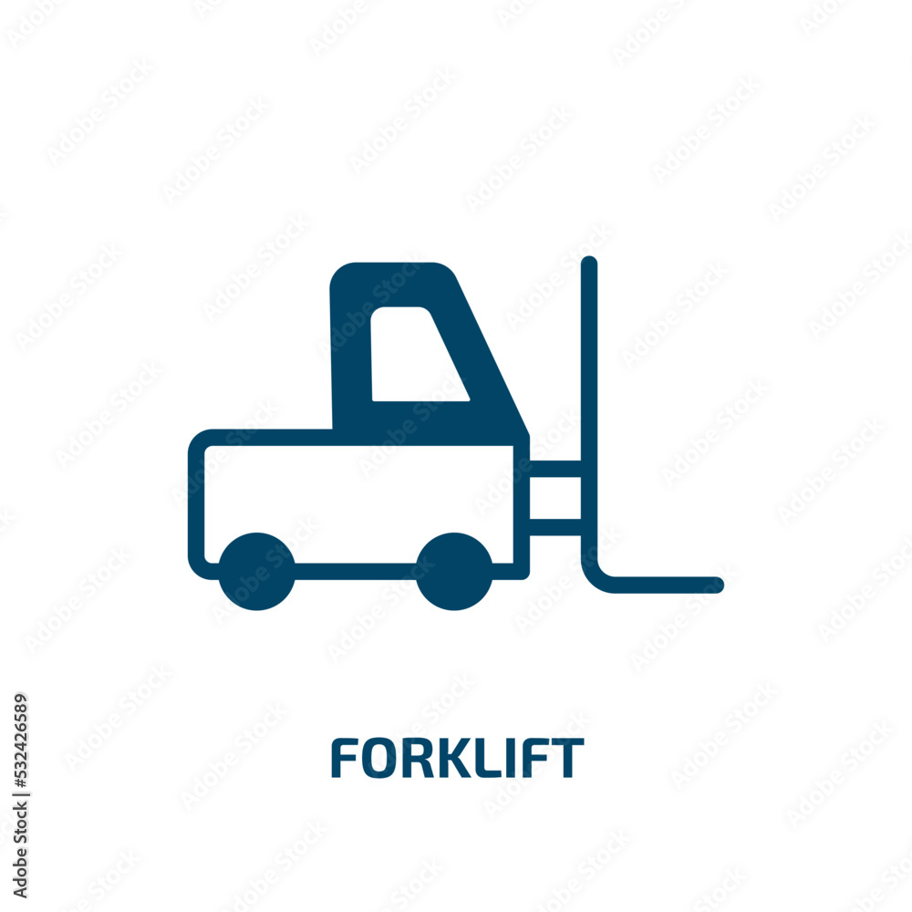 forklift icon from delivery and logistic collection. Filled forklift, truck, transport glyph icons isolated on white background. Black vector forklift sign, symbol for web design and mobile apps