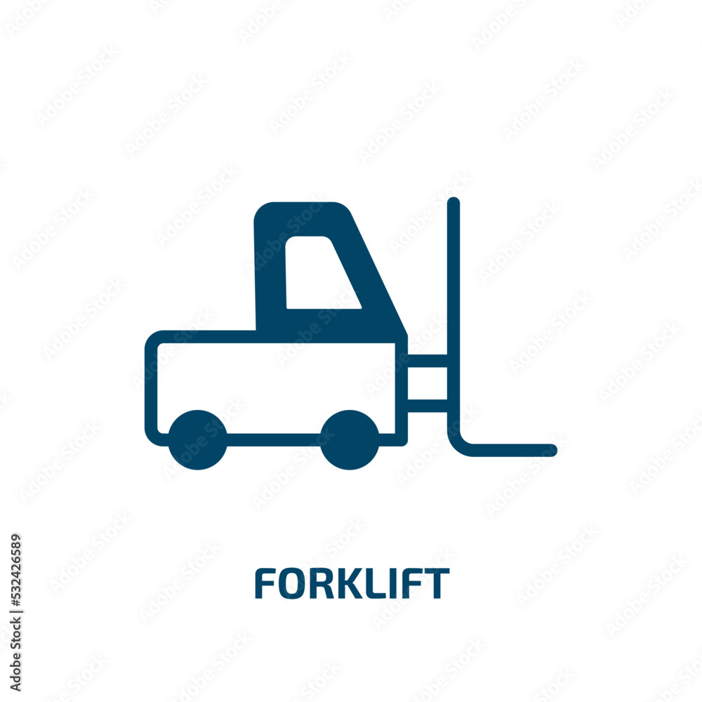 forklift icon from delivery and logistic collection. Filled forklift, truck, transport glyph icons isolated on white background. Black vector forklift sign, symbol for web design and mobile apps forklift icon from delivery and logistic collection. Filled forklift, truck, transport glyph icons isolated on white background. Black vector forklift sign, symbol for web design and mobile apps