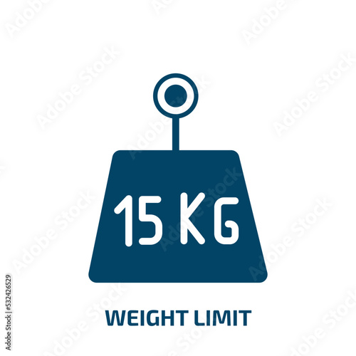 weight limit icon from delivery and logistic collection. Filled weight limit, limit, weight glyph icons isolated on white background. Black vector weight limit sign, symbol for web design and mobile