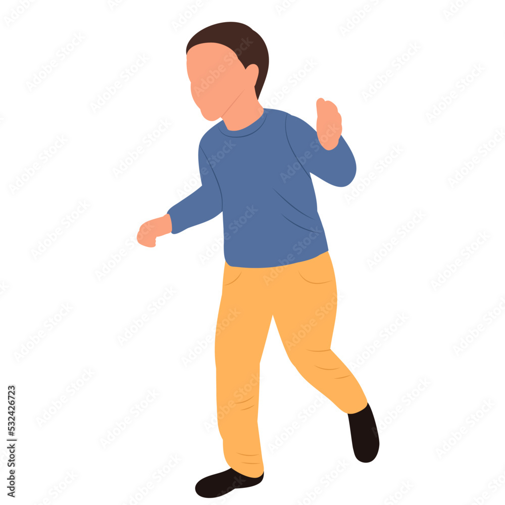 running child, flat style isolated vector running child, flat style isolated vector