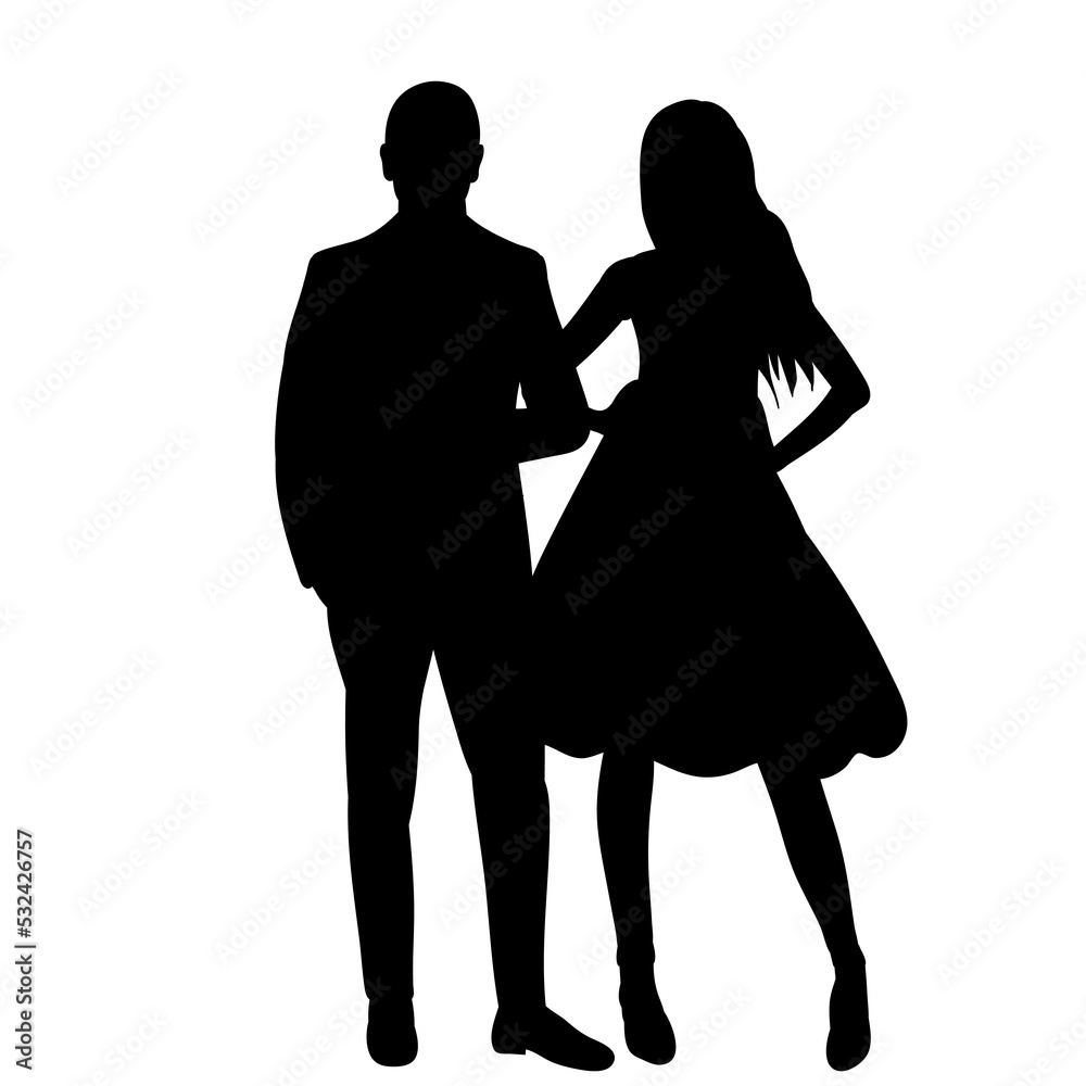 man and woman silhouette isolated vector