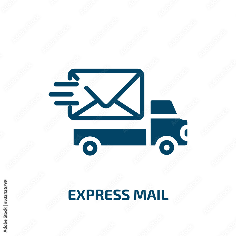 express mail icon from delivery and logistic collection. Filled express mail, mail, express glyph icons isolated on white background. Black vector express mail sign, symbol for web design and mobile express mail icon from delivery and logistic collection. Filled express mail, mail, express glyph icons isolated on white background. Black vector express mail sign, symbol for web design and mobile