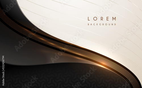 Abstract luxury black and white background with golden lines