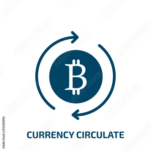 currency circulate icon from cryptocurrency collection. Filled currency circulate, arrow, bank glyph icons isolated on white background. Black vector currency circulate sign, symbol for web design and