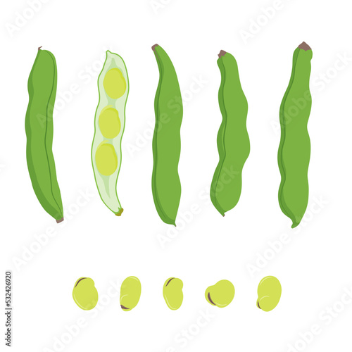 野菜イラスト　バラエティセット　空豆.