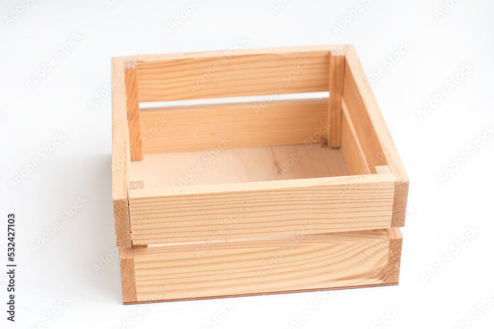 wooden box. A box on a white background wooden box. A box on a white background