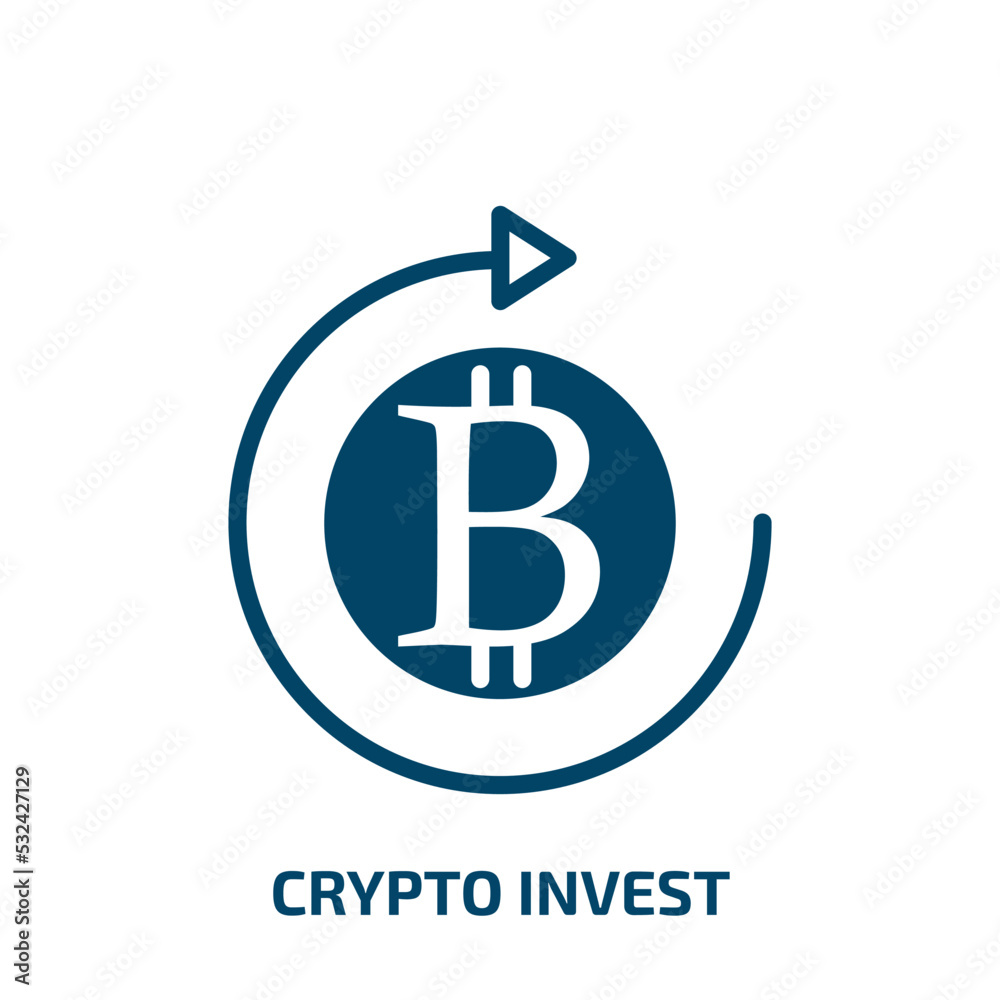 Obraz premium crypto invest icon from cryptocurrency collection. Filled crypto invest, payment, finance glyph icons isolated on white background. Black vector crypto invest sign, symbol for web design and mobile