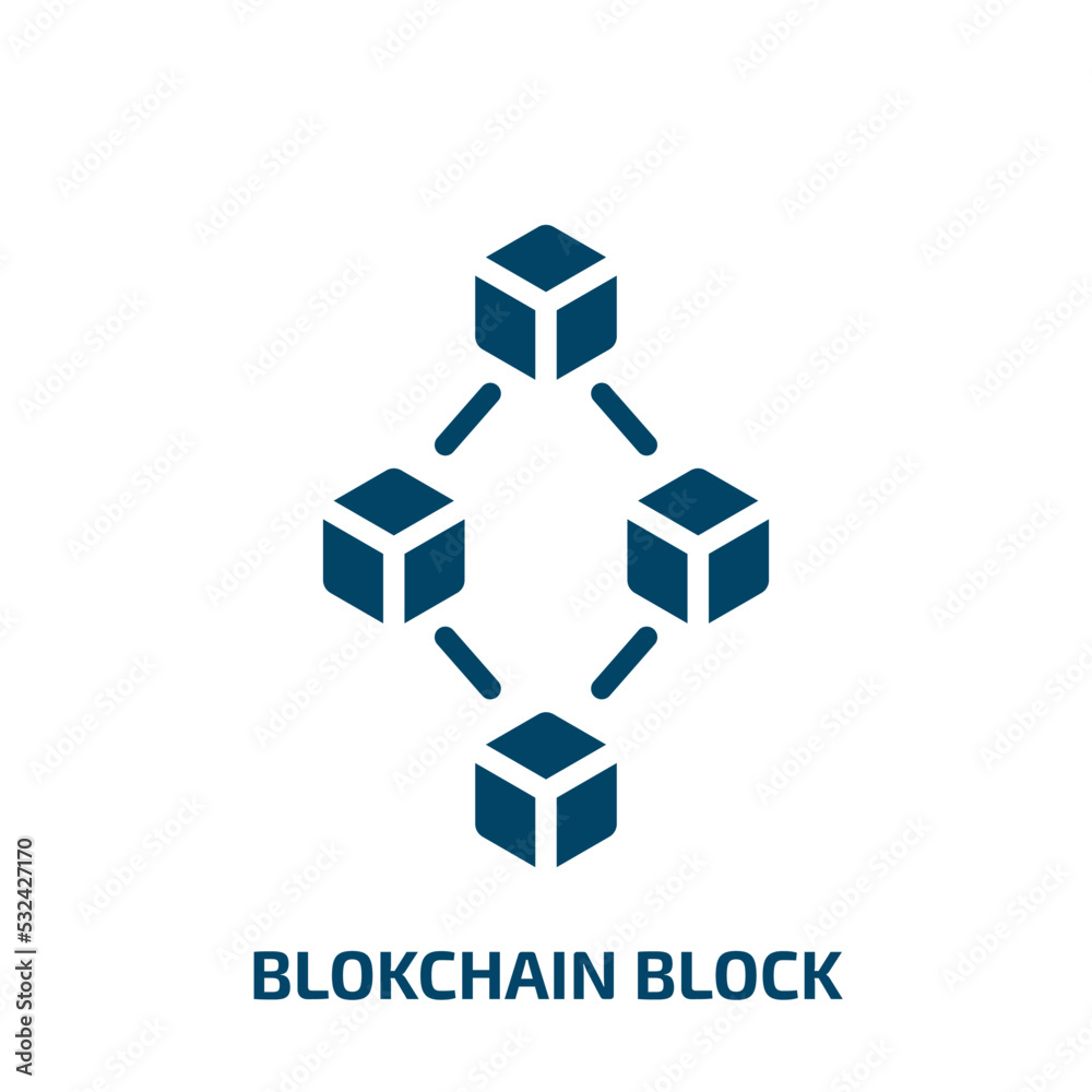 blokchain block icon from cryptocurrency collection. Filled blokchain block, block, business glyph icons isolated on white background. Black vector blokchain block sign, symbol for web design and blokchain block icon from cryptocurrency collection. Filled blokchain block, block, business glyph icons isolated on white background. Black vector blokchain block sign, symbol for web design and